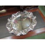 An Arts & Crafts silver plated oval tray with textured rim, 34.