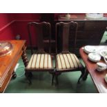 A set of six 1930's Queen Anne style dining chairs with drop-in seats,