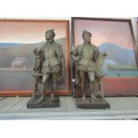 A pair of Spelter figures of painter and sculpter in period costume,