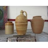 A pottery twin handled vase,