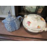 A Sadler "Ye Daintee Ladyee" teapot with figural lid and a Sampson Bridgwood & Son lidded tureen