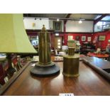 Two brass table cigarette lighters including trench art style