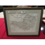 A mid 19th Century hand coloured map of Somersetshire by Lewis Greighton engraved by J.