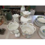 A selection of Aynsley Cottage Garden design including lamp base, plant pots,