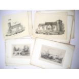 A packet of Norfolk & Suffolk interest engravings, lithographs etc including Earsham Church,