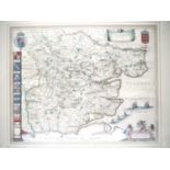 Johannes Blaeu: 'Essex', engraved hand coloured map, circa 1645,