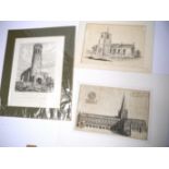 A folder of 19th Century and earlier Norfolk etchings, engravings,