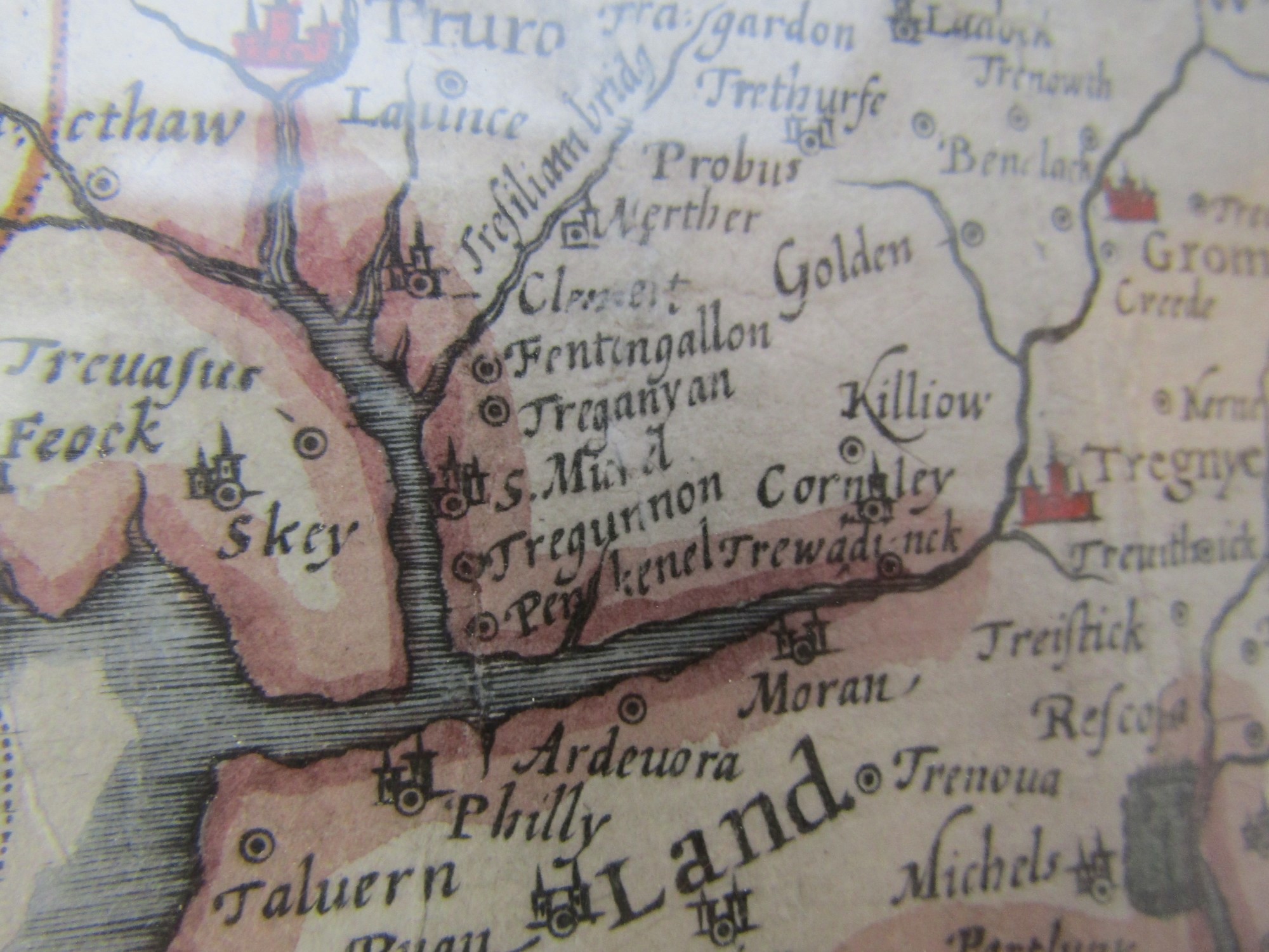 John Speed: 'Cornwall', an early to mid 17th Century hand coloured engraved map, - Image 7 of 8