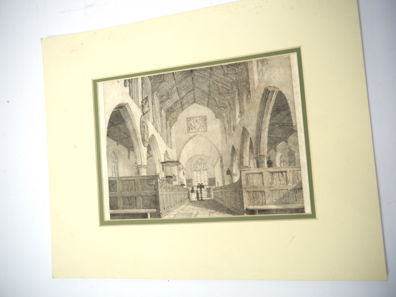 A scarce 19th Century interior lithographic view of Redenhall Church, probably by Ladbrooke/or W.