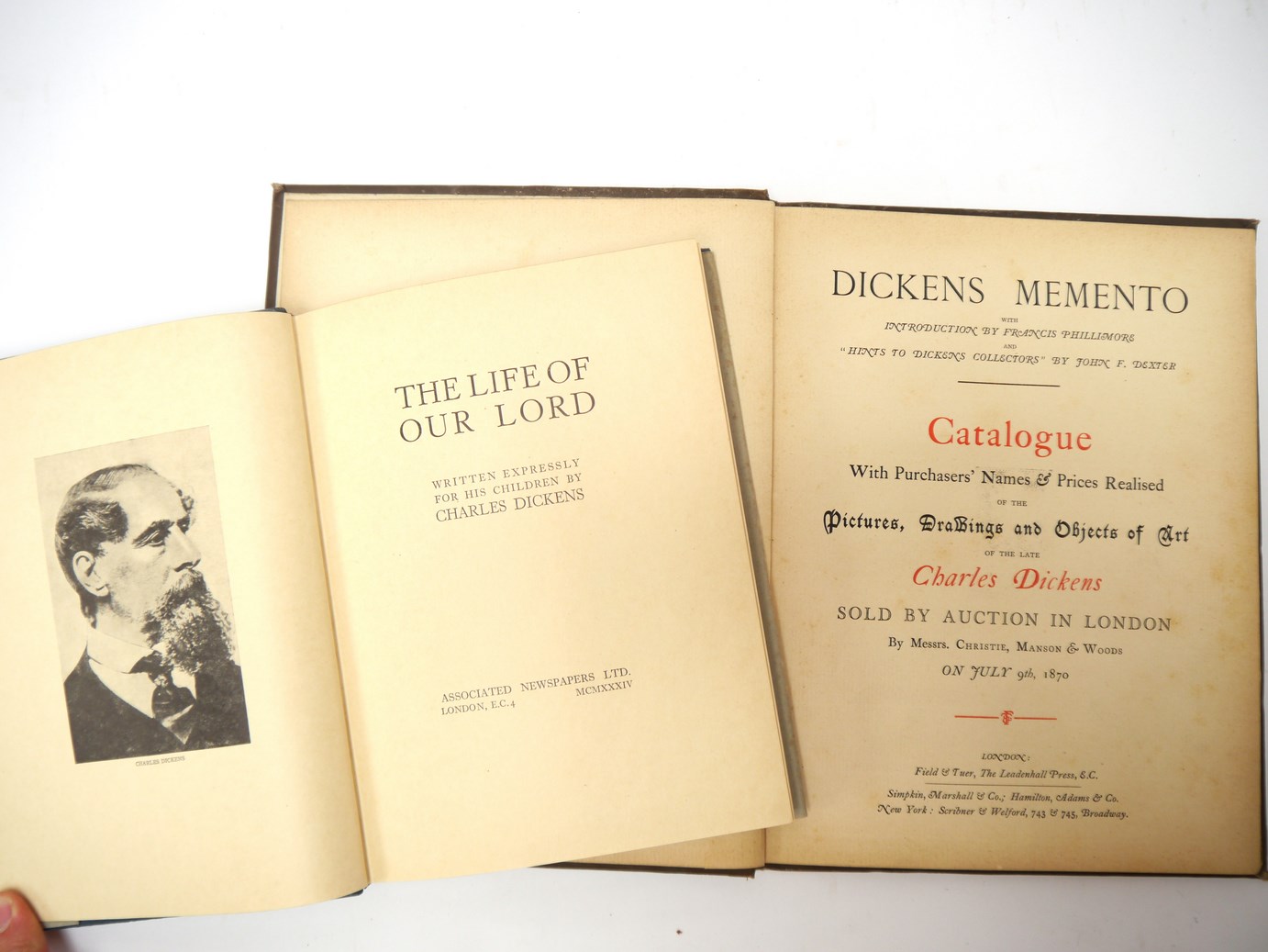 Charles Dickens: 'The Life of Our Lord', 1934, 1st edition, original blue leather gilt, - Image 2 of 2
