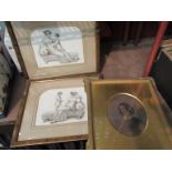 A pair of Victorian prints depicting mother and child and a Victorian chalk and charcoal drawing of
