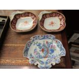 Three Victorian Masons Ironstone dishes (impressed marks)