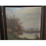 An oil on board of lakeland scene, indistinctly signed lower right, framed,