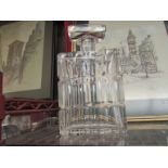 A large Art Deco cut glass decanter with stopper