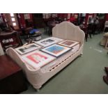 A John Lewis French style rattan double bed with Laura Ashley mattress,