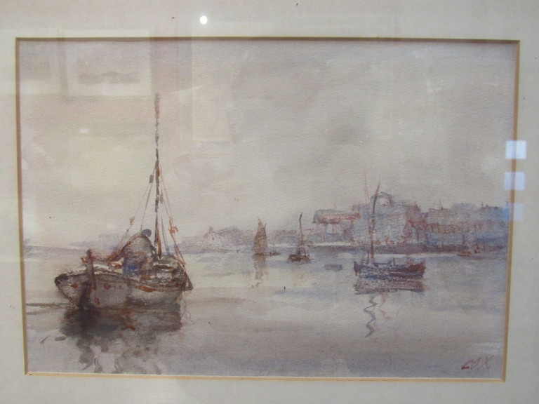 JACK COX (1914-2007): A framed and glazed watercolour, harbour scene, signed bottom right,