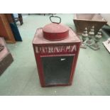 A tin candle lantern,