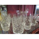 A Dartington glass ice bucket and a selection of tumblers