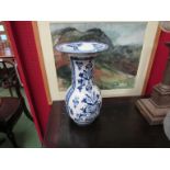 A large Victorian blue and white vase,