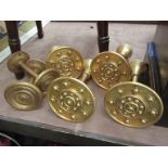 Three pairs of gilt curtain tie backs