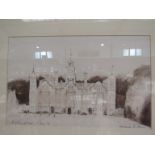 VERENA VICKERS (XX) A franed oil on canvas of Blickling Hall together with a pen and ink sketch of