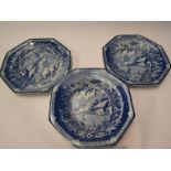 Three marked Brameld blue and white transfer printed dishes