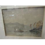 Bert Wells ABWS (1918-?): "October Mist, Coniston Lake". 1951. Watercolour on paper.
