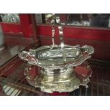 Silver plate salver, bread basket, vases, sugar bowl,