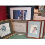 Five mixed prints including Brian Lewis "Snowy Night 28/500" (pencil signed) "The Maltings,