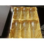 A boxed set of six Bohemia crystal wine glasses