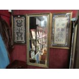 A gilt rectangular framed hall mirror,