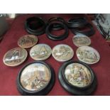 Eight Victorian pot lids and frames