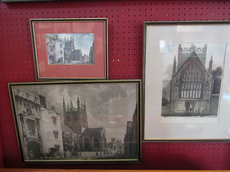 Three framed and glazed architectural prints including Merton College