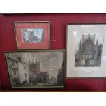 Three framed and glazed architectural prints including Merton College