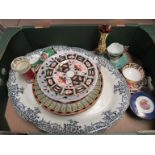 A collection of 19th Century and later ceramics including Royal Doulton plates, meat dish,