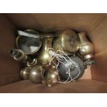 A box of mixed metal wares,