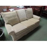 A pair of Multiyork three seater sofas with spare covers,