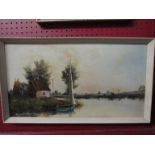 ALFRED SAUNDERS (1908-1986): A framed oil on artist board, scene at Beccles, Suffolk.