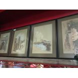 Five framed and glazed limited edition prints of Continental scenes - indistinctly signed and