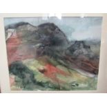 A late 20th Century framed and glazed watercolour, mountainous landscapes.