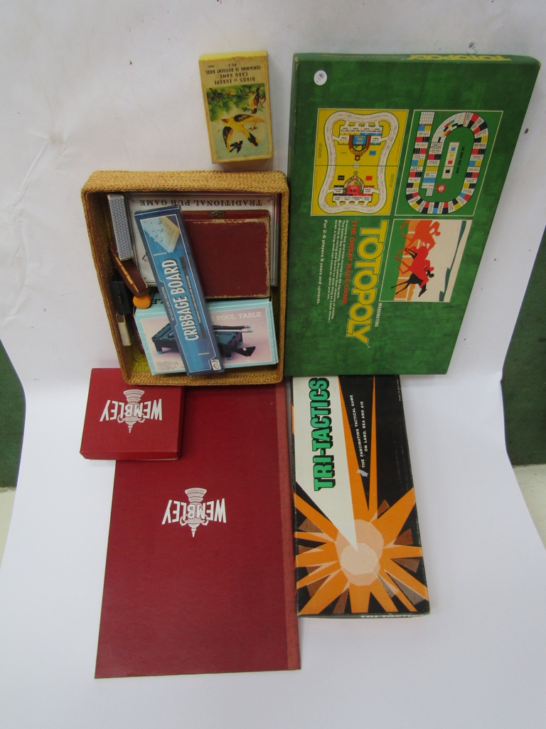 Assorted 1950's and later board games including Totopoly, Wembley, Tri-Tactics,