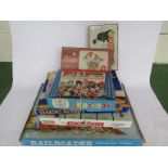 Six boxed games including Railroader,