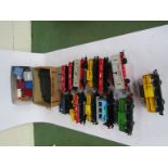 A collection of Playmobil G gauge locomotives and rolling stock,