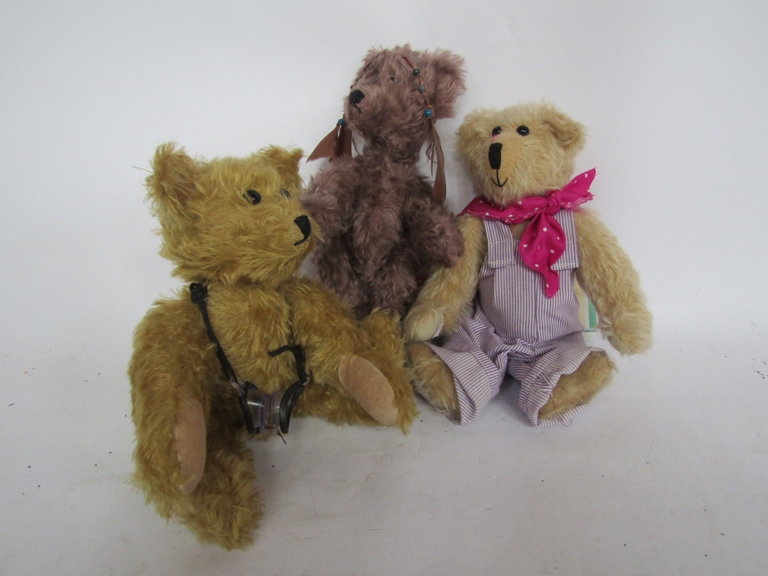 Three "Always Mine" handmade jointed mohair teddy bears,