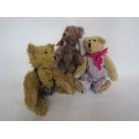 Three "Always Mine" handmade jointed mohair teddy bears,