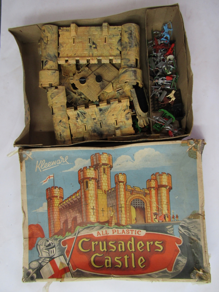 A boxed Kleeware All Plastic Crusaders Castle with a quantity of Crescent plastic figures