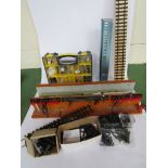 A gauge 1 carriage chassis, gauge 1 track sections, tools, spares,