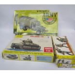Five Heller military model kits including GMC CCKW 35 (x2), Char Somna S35,
