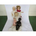 A collection of 1940s and later hard plastic dolls including walking example (5)