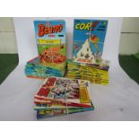 A collection of 1970's and 80's annuals including The Beano,